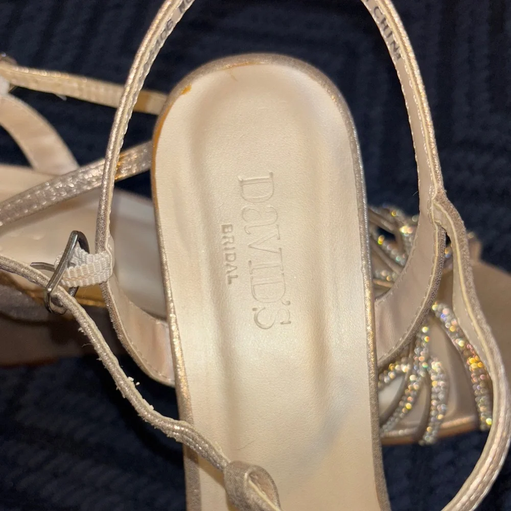 David's Bridal Gold Wedge Sandals